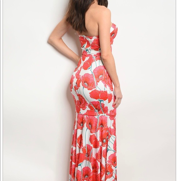 Sale! Ivory Floral Mermaid Dress - Picture 3 of 5